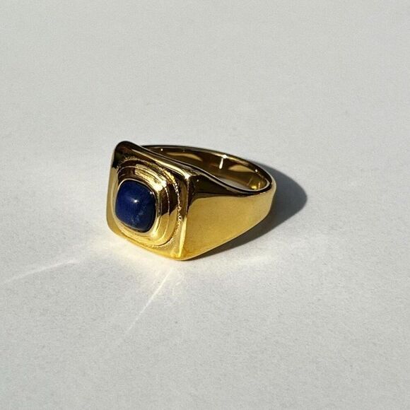 New! “Addie” Chunky Gold/Dark Blue Ring - Picture 3 of 3
